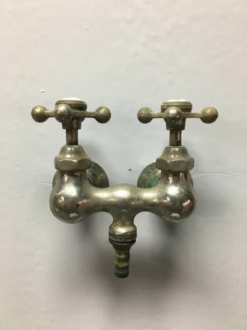 Antique Nickel Brass Claw Foot Bathtub Porcelain Cap Faucet VTG Mcdonald 127-22B Cover