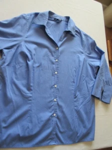 LAND'S END Ladies Blue Pin Striped, 3/4 Sleeve, Button Front Blouse, Size 20 W - Picture 1 of 10