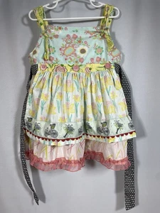 Matilda Jane Girls Bike Daffodil Knot Dress Size 8 Removable Apron Party Ruffle - Picture 1 of 14