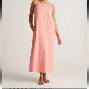 Maxi abito smanicato cotogna 100% cotone biologico garza taglia large in blush corallo - Foto 1 di 10