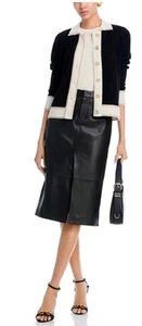 C BY Designer 100% cashmere Contrast Trim Cardigan Women's Size XL Black/Ivory - Picture 1 of 6