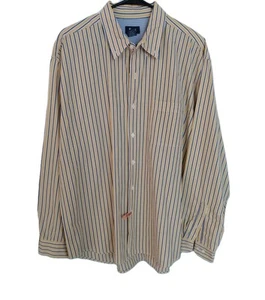 GH Bass Shirt Men Size L Large Navy Blue Yellow Long Sleeve Button Down Striped - Picture 1 of 6