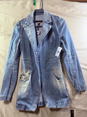 Chaqueta Blazer Adriano Goldschmied AG Denim Para Mujer’s M Lavado Ligero Nueva Con Etiquetas  Foto 1 de 4