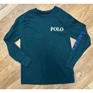Boys Polo Ralph Lauren Green Plaid Rugby Player Shirt Size 8 *A2 - Picture 1 of 4