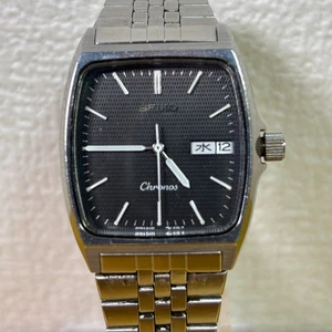 SEIKO 5H23-5110 BLACK Day-Date Vintage QUARTZ Men's Watch From Japan - Picture 1 of 9