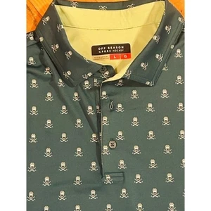 Pure Hockey Off Season Skull & Sticks Print Golf Polo Shirt Mens Large - Picture 1 of 3