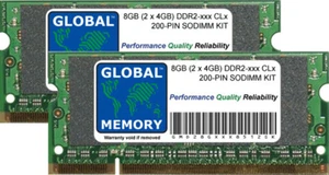 KIT RAM PORTÁTIL SODIMM 8 GB (2 x 4 GB) DDR2 667 MHz PC2-5300/800 MHz PC2-6400 200 PINES - Imagen 1 de 1