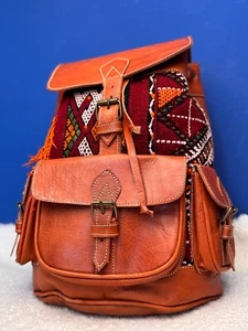 Brown Leather Bag Rucksack Backpack Laptop Bag Weekend Luggage Bag handmade - Picture 1 of 9