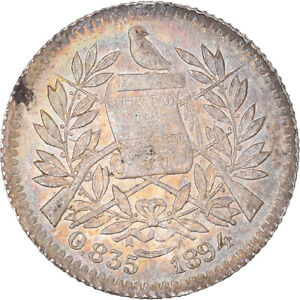 [#1060313] Coin, Guatemala, 1/2 Real, Medio, 1894, MS, Silver, KM:165