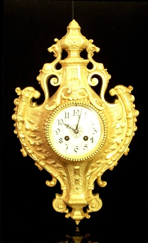 19th, French Empire, 4 Lions, Rare Large Antique Bronze Wall Clock, works, chime Cover