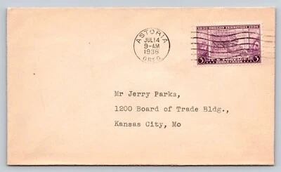 1936 FDC Astoria 3 Cent Oregon Territory Antique Postal Ephemera Scott #783 - Image 1 of 2
