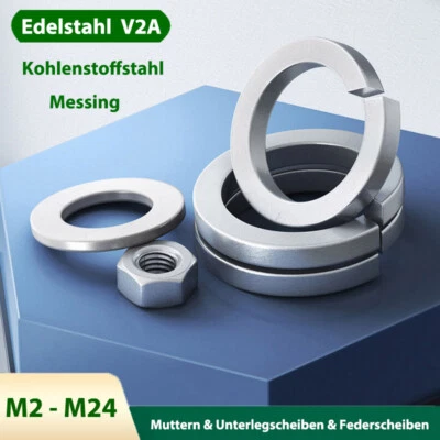 Sechskantmuttern & Unterlegscheiben & Federscheiben Kit Edelstahl,Stahl,Messing - Bild 1 von 4