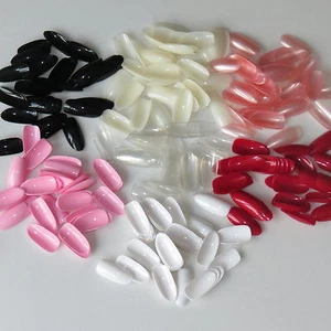 Oval False Nails 500 (10 SIZES) Full Cover Oval Nails Natural Black Pink Red UK - Picture 1 of 5
