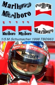 1/5 Decals per Casco Michael Schumacher 1998 F1 Helmet TBD963 - Picture 1 of 1