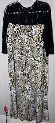 Coldesina Mujer MONO PIERNA ANCHA 1X Negro Encaje Marrón Estampado Animal Cremallera ELASTIZADO Foto 1 de 4