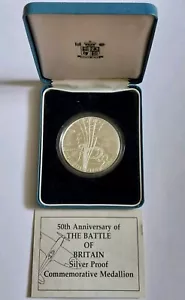 1990 Battle of Britain 50th Anniv. Sterling Silver Proof Commemorative Medallion - Picture 1 of 7