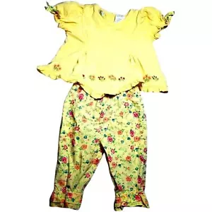 Vintage 1990s Baby Girls Sesame Street Yellow Flowers Pants Outfit 18m 18 months - Picture 1 of 8
