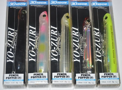 5 señuelos yo zuri prisma 3d costa agua salada lápiz popper 5 3/8" r1433 surtido Foto 1 de 4