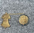 VINTAGE Liberty Bell Philadelphia Pennsylvania Chained Double Rare Pin