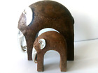 Vintage Elephant Figurines Set Of 2 Brown Fine Material
