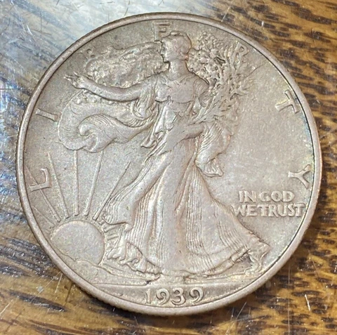 1939 Walking Liberty Half Dollar Nice Original XF/AU CHRC Cover