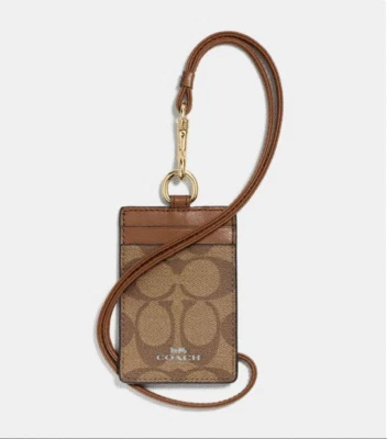 Nuevo Cordón COACH ID Signature Lona Recubierta Cuero Caqui/Silla de montar/Imt Gold F63274 Foto 1 de 2