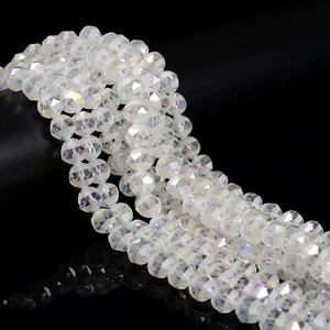 Clear AB Color Crystal Glass Matte Faceted Round Beads 8mm 10mm 12mm 15.5"Strand - Picture 1 of 3