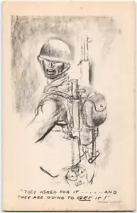 "Sie fragten danach" Marshall Davis Zweiter Weltkrieg Soldat Militär 1940er Jahre Vintage Postkarte - Bild 1 von 2