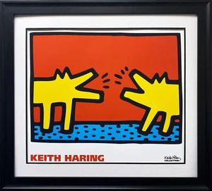 Keith Haring "Untitled 1989 Dogs" FRAMED Pop Art (Lg) BRUCE McGAW Print - Picture 1 of 3