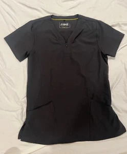 Revel Premium Stretch Olivia Zip Scrub Top Charcoal Gray Womens Size Small - Picture 1 of 4