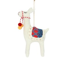 Gisela Graham Fun Wool Llama Hanging Christmas Tree Decoration 16cm
