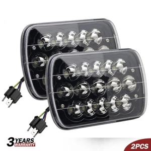 2x 7x6 DOT Hi/Lo LED Headlights Sealed Beam Black Clear  - Bild 1 von 8