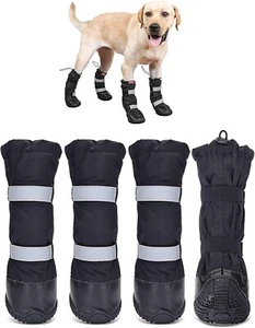 Outdoor Dog Boots Winter Dog Shoes Nonslip for Snow Rain Black LARGE - Picture 1 of 8