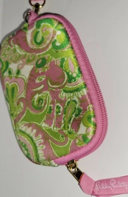 Lilly Pulitzer Rosa Elefante Muñequera Monedero Cartera Soporte 3x5 Foto 1 de 4