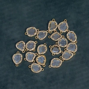 Pave Diamond  925 Silver Yellow Plated Finding Polki Jewelry Connector Finding - Picture 1 of 5