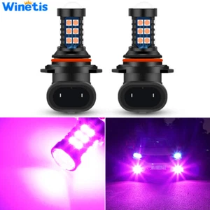 2X H10 9005 Pink Purple LED Bulbs 30-SMD 3030 High Beam DRL Light Super Bright - Foto 1 di 8