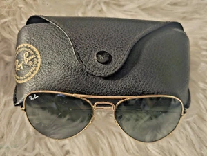 Genuine Ray-Ban Sunglasses Aviator Black Shades Flat Lenses Gold Frame Glasses - Picture 1 of 5