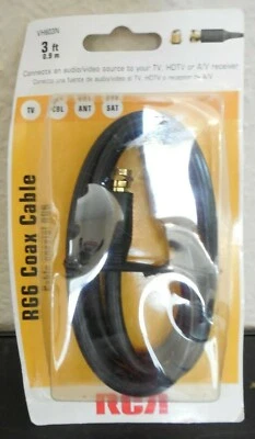 RCA Coax Audio/Video Cable RG6 with gold plate connectors -3 foot - Image 1 of 4
