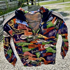 RARE Polo Ralph Lauren Bears Pennant Flag Baseball Windbreaker Jacket 7 School - Picture 1 of 3