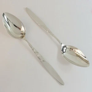 Vintage Grosvenor Christine Silverplate Pair Salad Serving Spoons Servers Floral - Picture 1 of 6