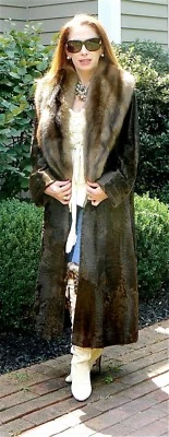 ABRIGO DE PIEL DENNIS BASSO BARGUZIN SABLE COLA ANCHA * CUELLO DESMONTABLE * 8/10 $60K+ Foto 1 de 4