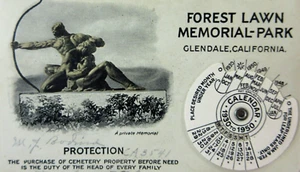 Forest Lawn Cemetery Pocket Advertising Calendar Rotating Disc Glendale CA 1930s - Picture 1 of 5