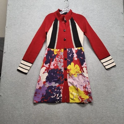 Anthropologie Sparrow Women Dress  S Red Floral Cardigan Lambswool Hortensia - Image 1 of 4