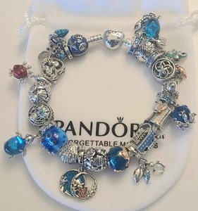 Pandora 925 Sterling Silver 19cm Bracelet With 22 Charms Beach/Nautical Theme - Picture 1 of 4