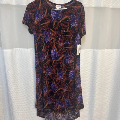 Vestido pequeño Lularoe Carly manga corta nuevo con etiquetas estampado animal LR59 Foto 1 de 4