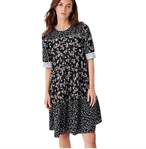 Ann Taylor Women's Boho Peasant Floral Tiered Short Sleeve Dress Size Large - Picture 1 of 9