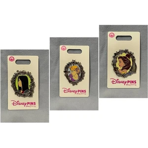 NEU Set Disney Parks Prinzessin Portrait Silberrahmen Original-Zubehör-Hersteller Pin Belle Mulan Rapunzel - Bild 1 von 7