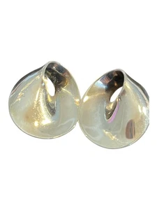 Pendientes con clip de diseño modernista Möbius firmados por Mobius Zina plata de ley 925 - Imagen 1 de 11