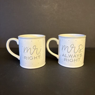 Mr. Right Mrs. Juego de tazas de café Always Right Mud Pie nuevo en caja Foto 1 de 4