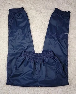 Vtg Nike Y2K Nylon Track Pants Size Medium 8-10 Navy Silver Tag Zipper Joggers G - Picture 1 of 9